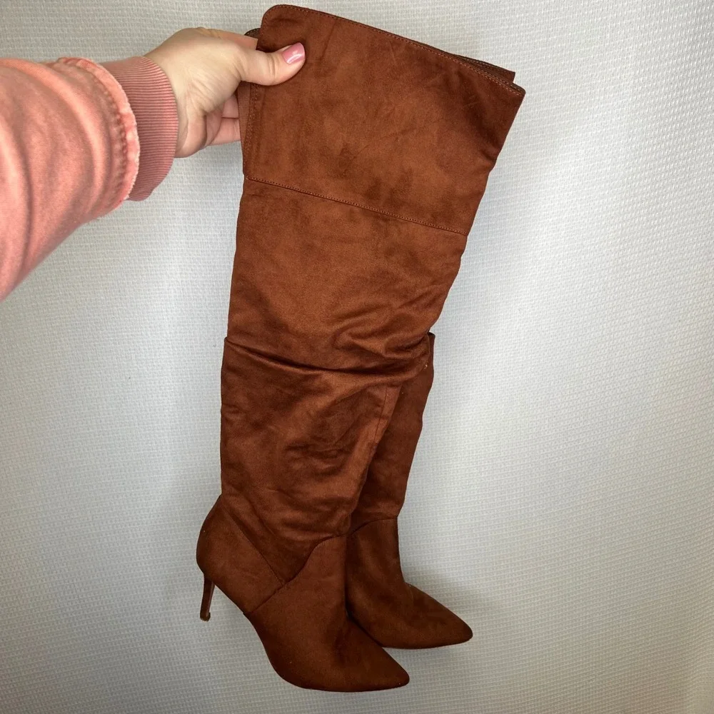 Jessica Simpson Anitah Cognac Brown Faux Suede Over The‎ Knee Boots 7.5 M